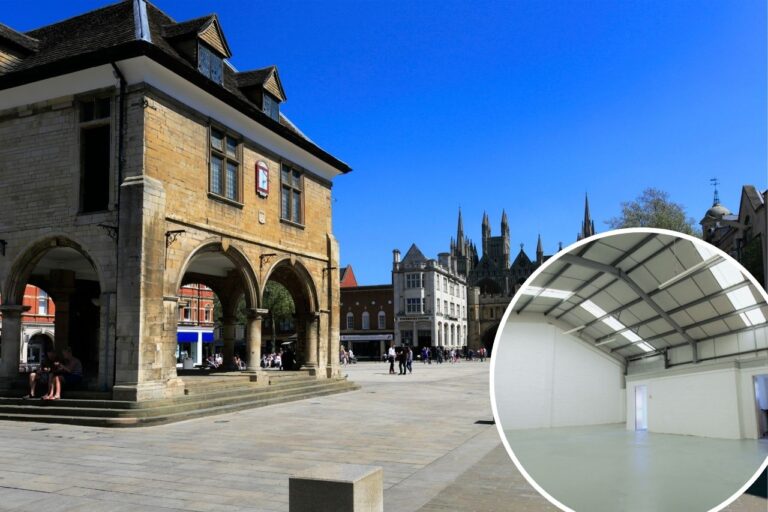Peterborough city centre and a business unit
