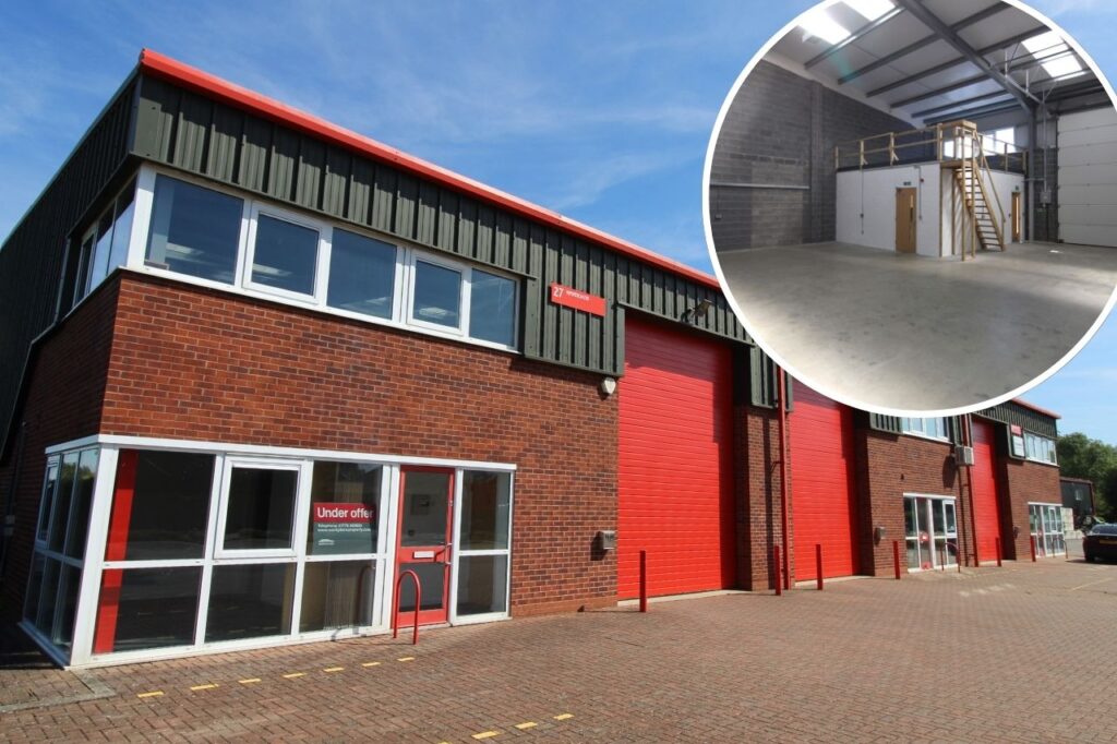 Industrial units to let with large red loading doors